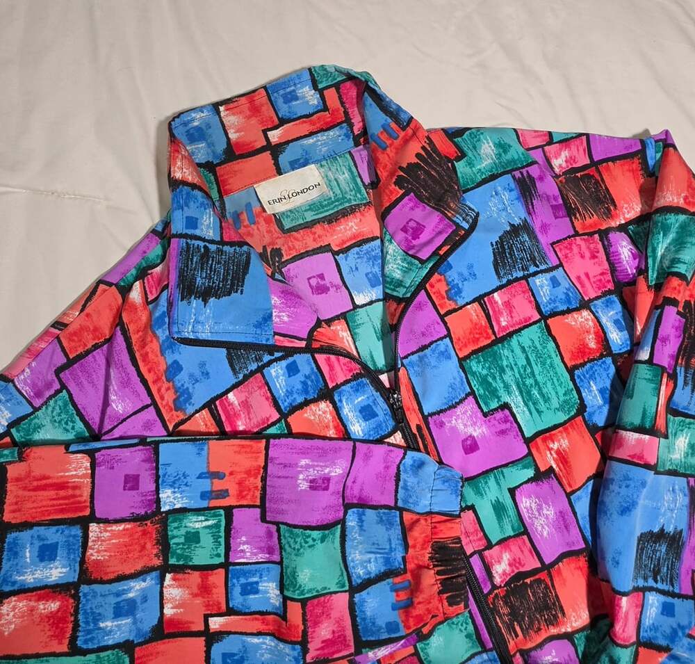 Vintage Erin London Geometric Abstract Print Full Zip Jacket